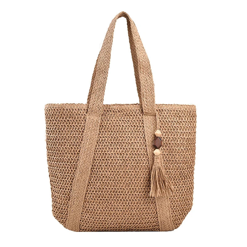 Large Capacity Tassel Straw Handbag