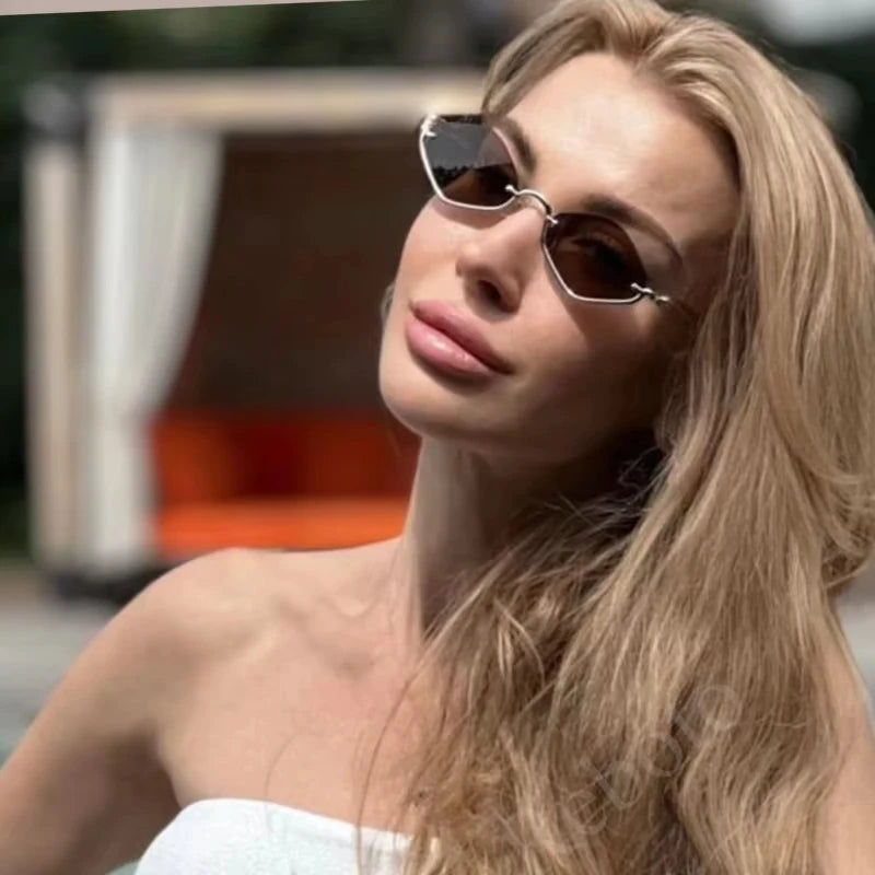 Stylish Metal Half Frame Women's Sunglasses