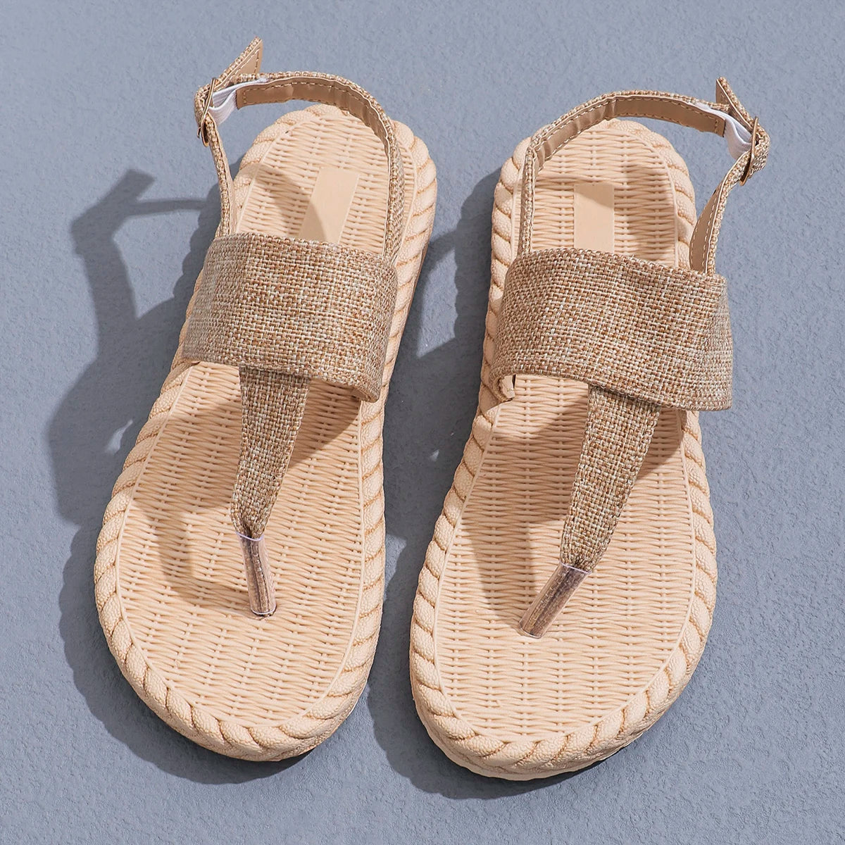 Trendy Soft Linen Strap Sandals
