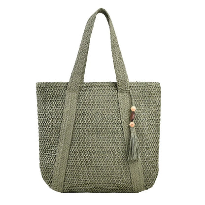 Large Capacity Tassel Straw Handbag