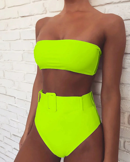Push Up Bandeau High-Waist Swimwear