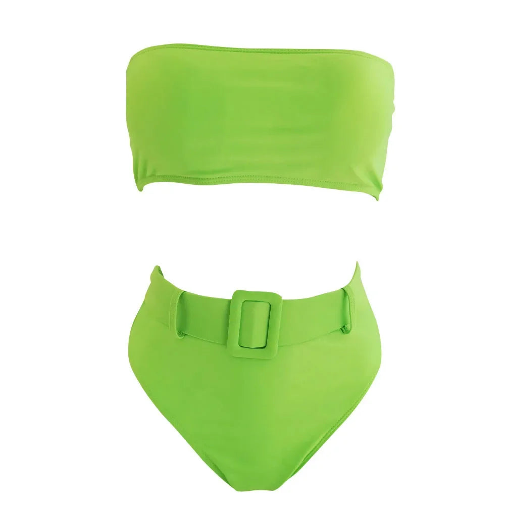 Push Up Bandeau High-Waist Swimwear