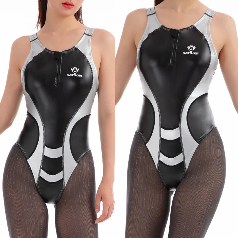 Glitter Japanese Zipper Swimsuit