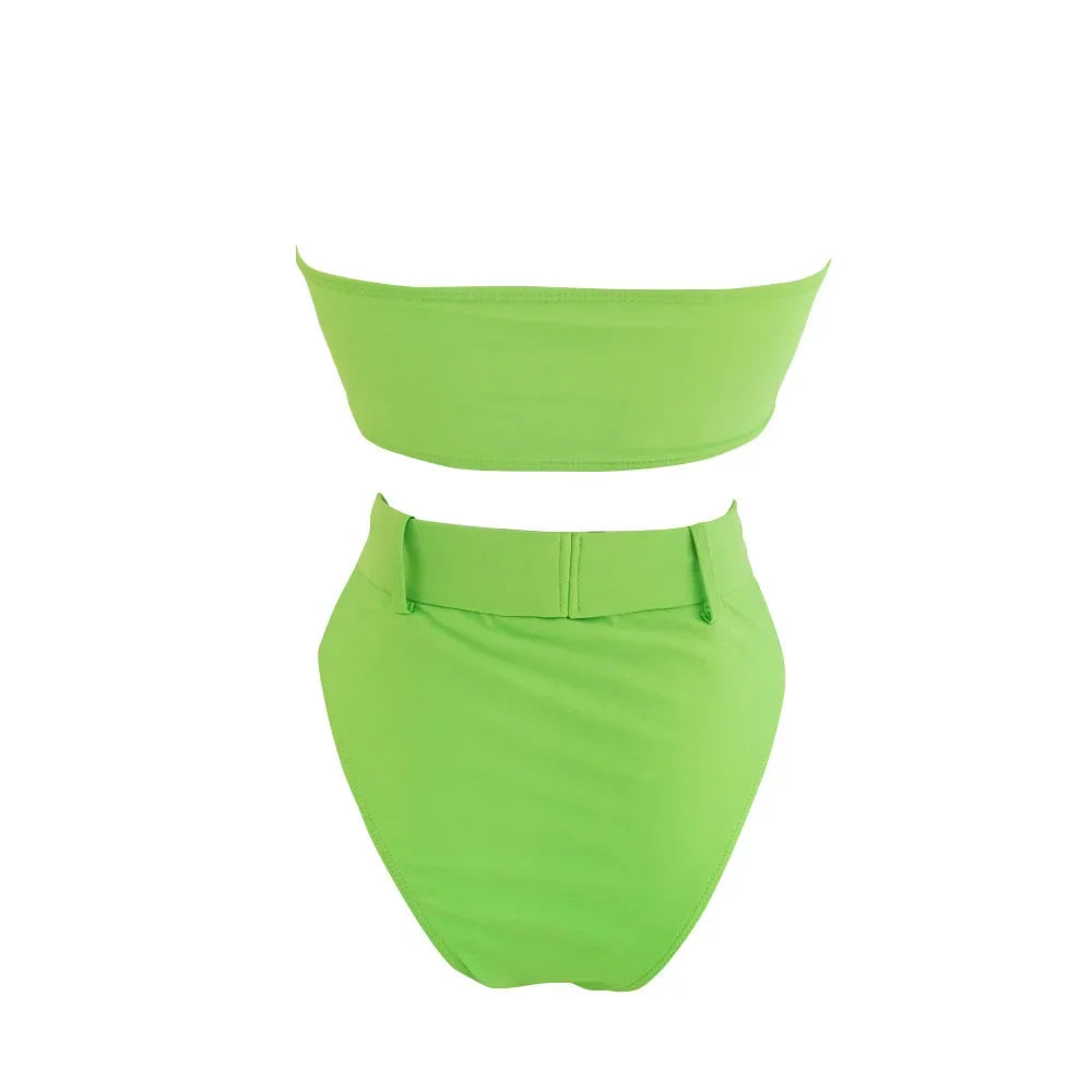 Push Up Bandeau High-Waist Swimwear