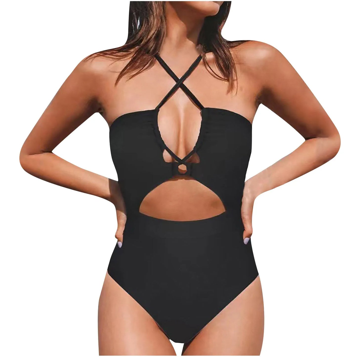 Cut Out One-Piece Backless Swimsuit