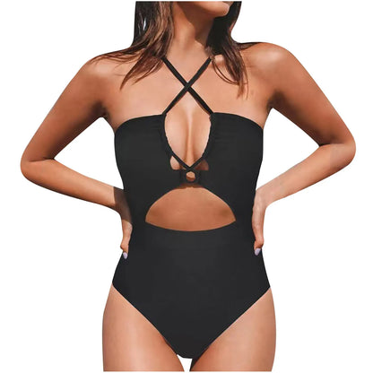 Cut Out One-Piece Backless Swimsuit