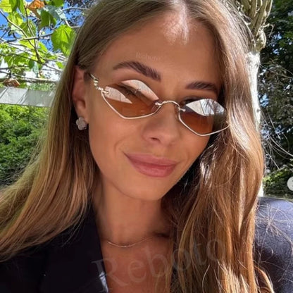 Stylish Metal Half Frame Women's Sunglasses