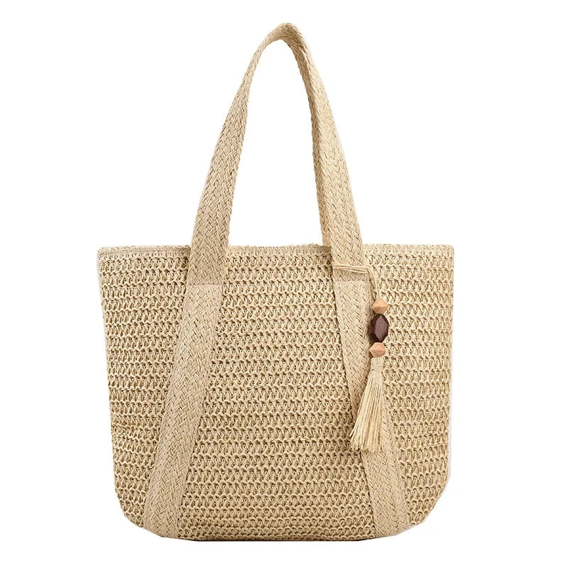 Large Capacity Tassel Straw Handbag