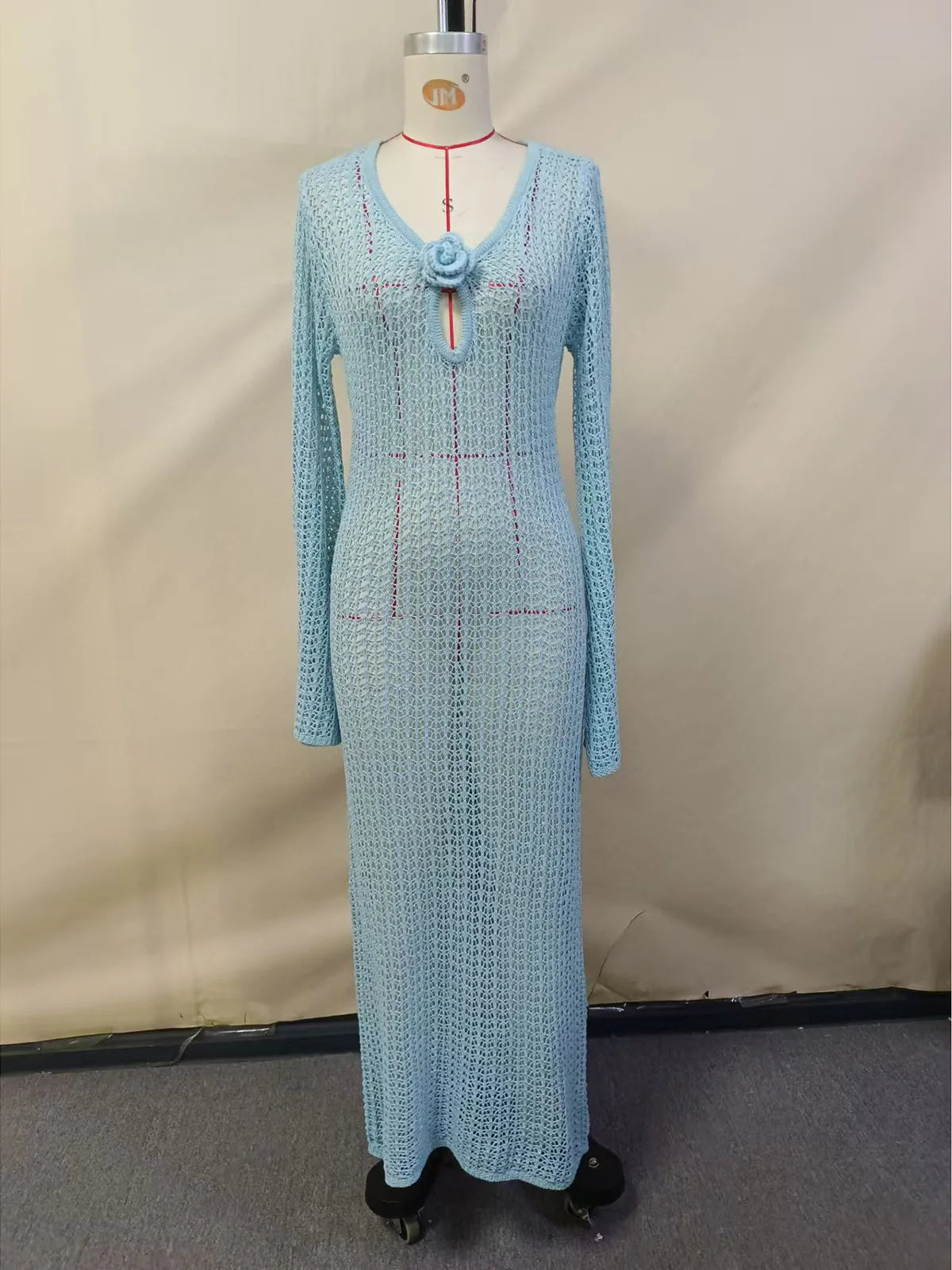 V Neck Crochet Tunic Beach Cover Up Dress