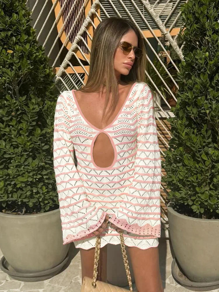 Bell Sleeve Knit Mini Dress for Summer Vibes
