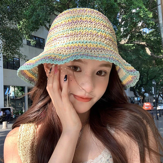 Striped Summer Hat with Sun Protection
