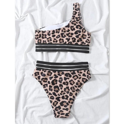 Elegant Green Floral High Waist Bikini