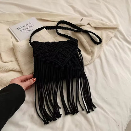 Boho Beach Crossbody Bag with Tassel Charm